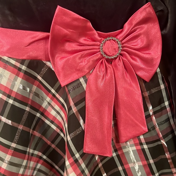 Sz 3T girl’s Christmas holiday dress  gre / pink - Picture 2 of 4